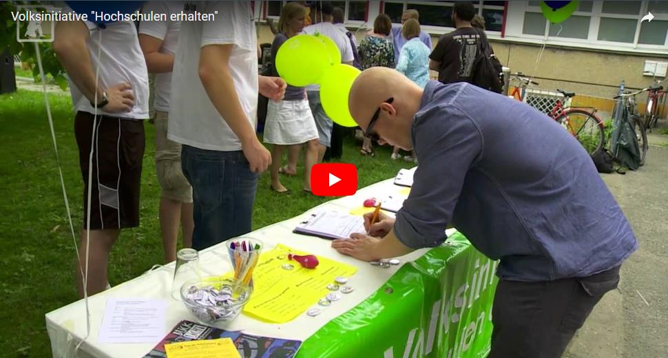 Screenshot: Video zum Volksbegehren Hochschulen erhalten auf Youtube